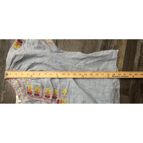Madewell Embroidered Penny Peasant Top Womens Medium Blue Cotton - Picture 7 of 7